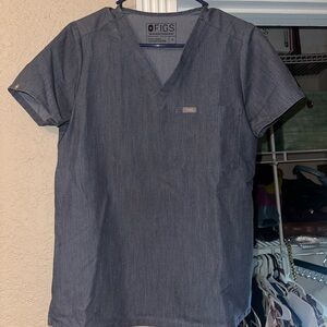 FIGS Catarina scrub top HEATHER DENIM size s